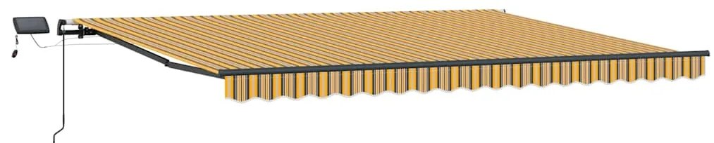 Toldo Retrátil Manual com Listras Multicoloridas LED 400x350 cm