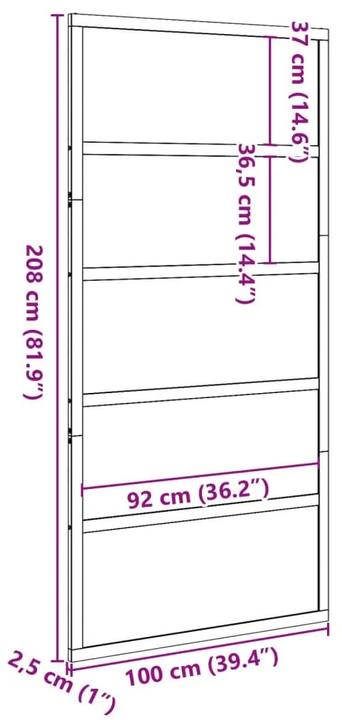 Porta de celeiro 100x208cm madeira de pinho maciça castanho mel