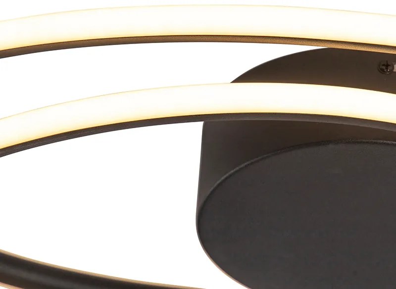 Candeeiro de teto design preto com LED regulável em 3 etapas - Rowan Design,Moderno