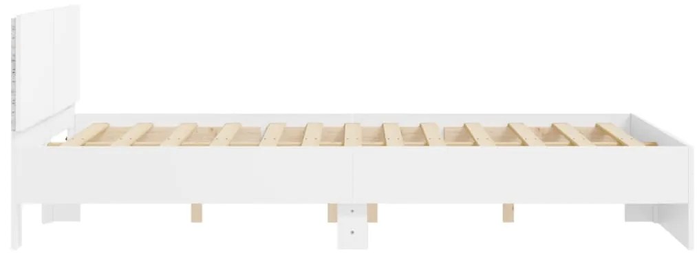 Estrutura de cama com cabeceira e luzes LED 160x200 cm branco