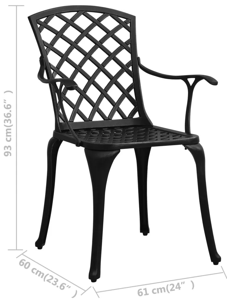 3 pcs conjunto de bistrô alumínio fundido preto