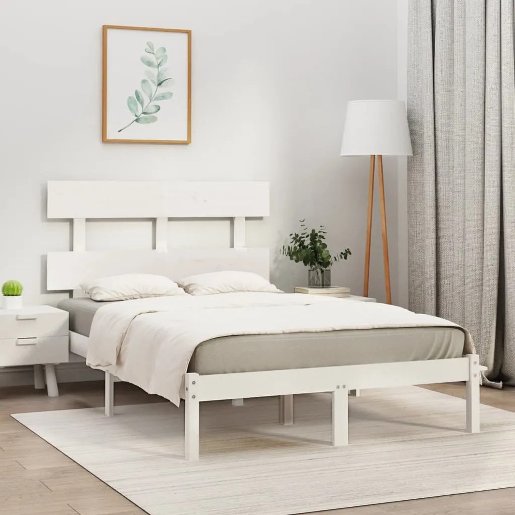 Estrutura de cama 120x200 cm madeira maciça branco