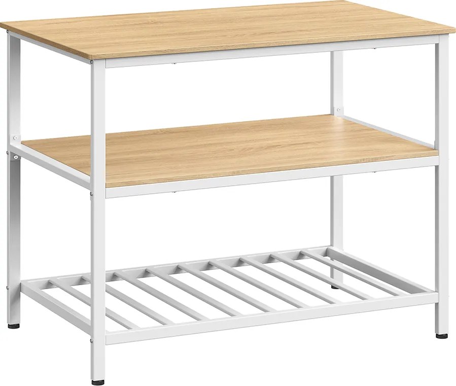 Estante de cozinha com estrutura em aço industrial 60 x 100 x 90 cm branco + cor de carvalho