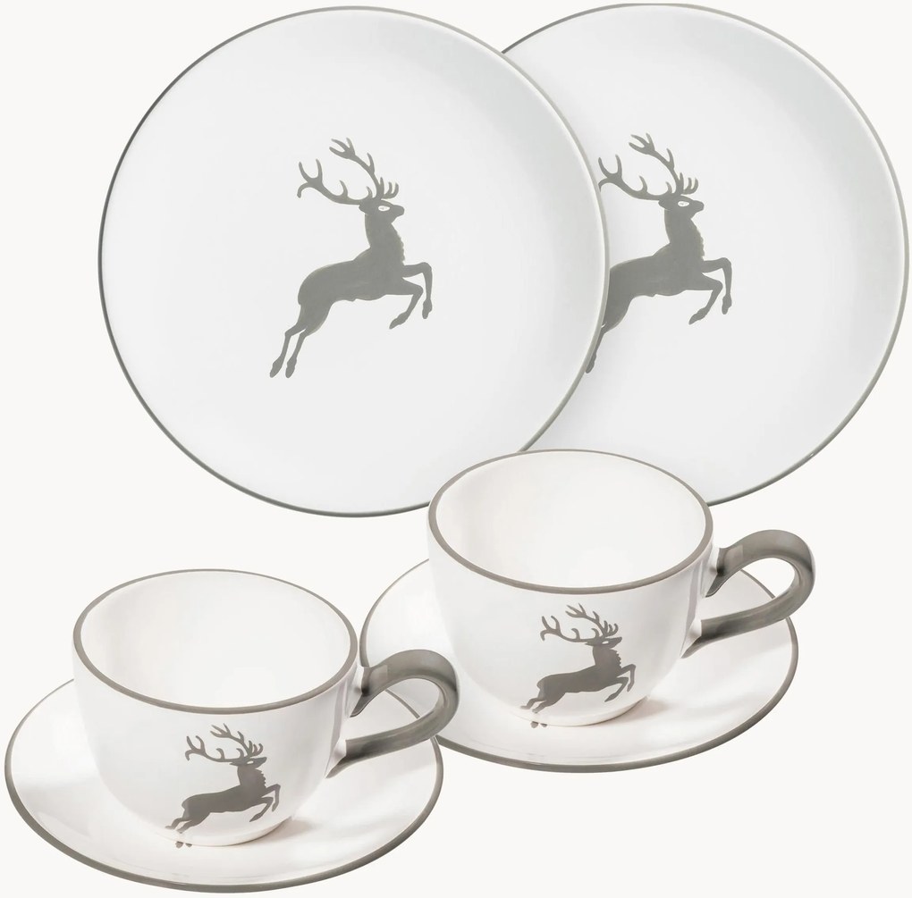 Serviço de café artesanal Grey Deer, 2 pessoas, conjunto de 6
