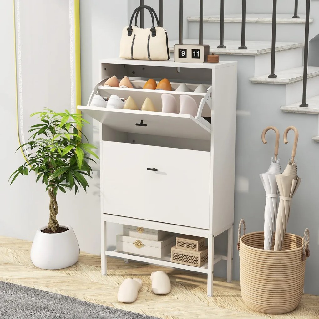 Cabideiro 4 em 1 com 1,75 m de altura, almofada de assento e armazenamento de sapatos, marrom rústico