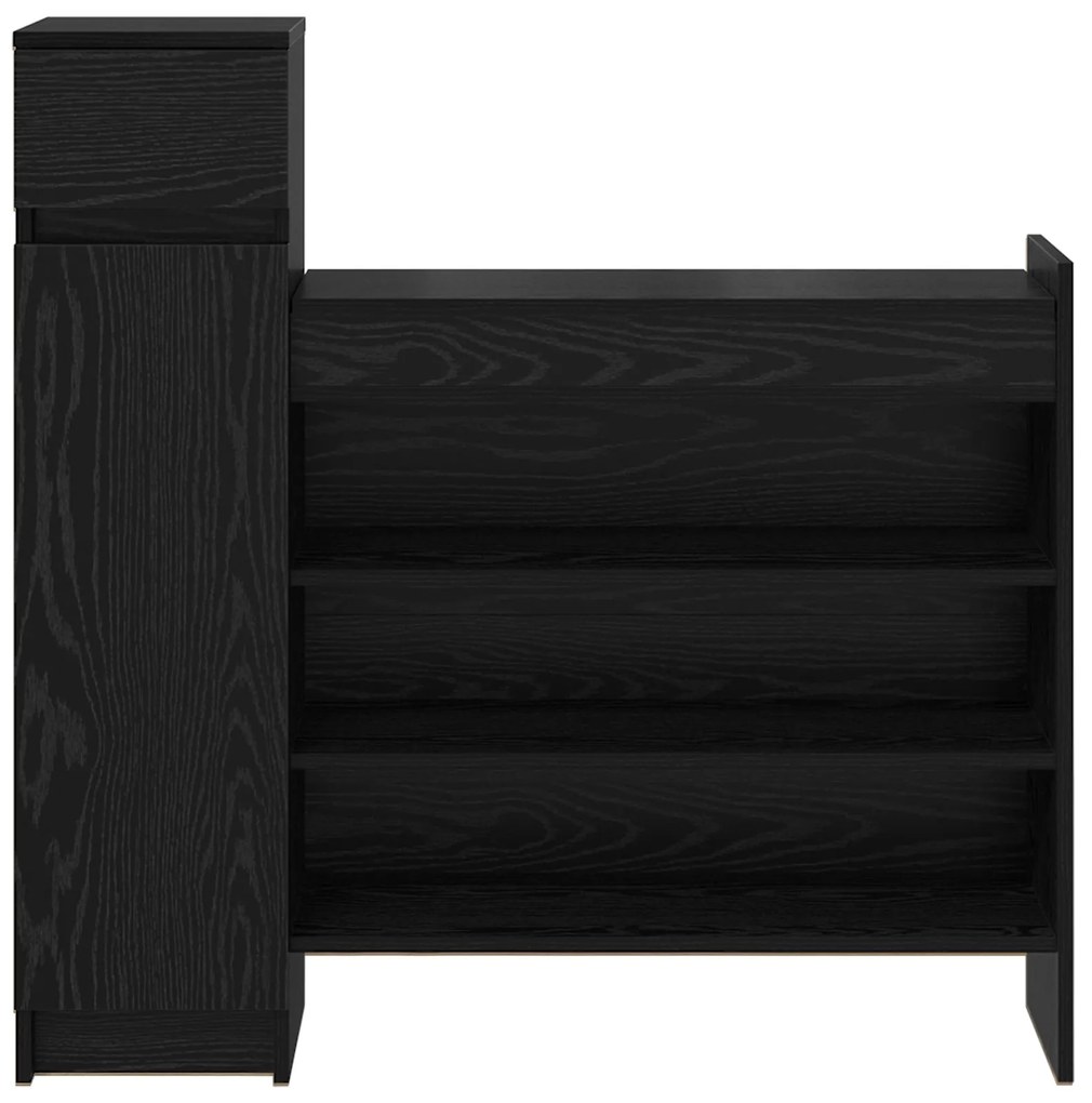 Cabine de Sapatos Carvalho Preto 100.5x28x100 cm Madeira Engenheirada