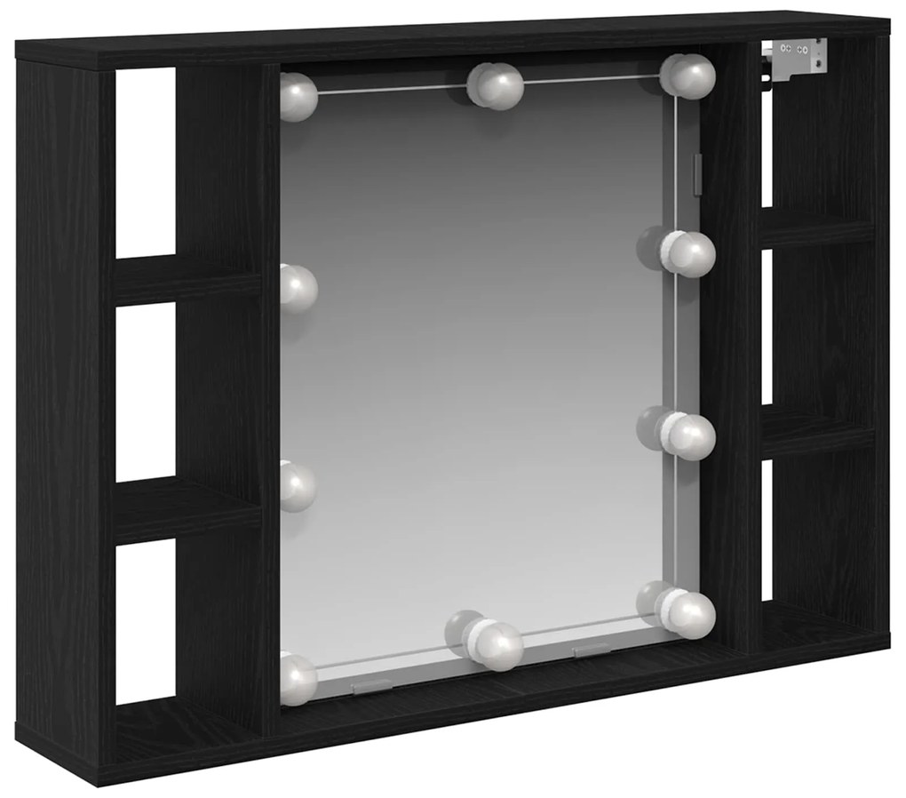 vidaXL Armário de Espelho com espelho Carvalho Preto 76 x 15 x 55 cm