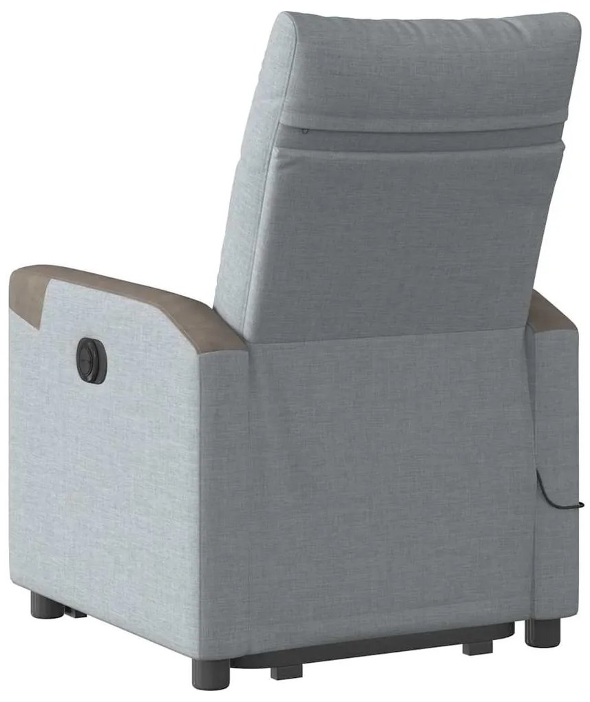 Poltrona reclinável massagens tecido cinzento-claro