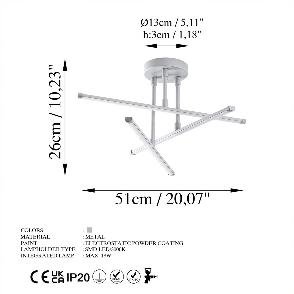 Candeeiro Chandelier Ledflower – Nardo Grey – 51x26x51 cm