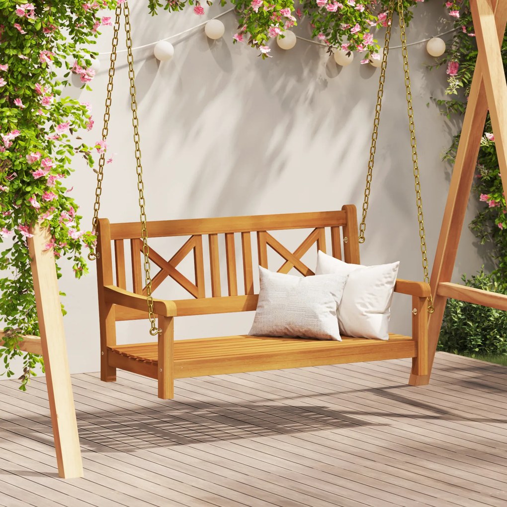 vidaXL Banco de Balanço para Jardim de 2 Lugares 110x56x58 cm de Madeira Sólida de Acácia