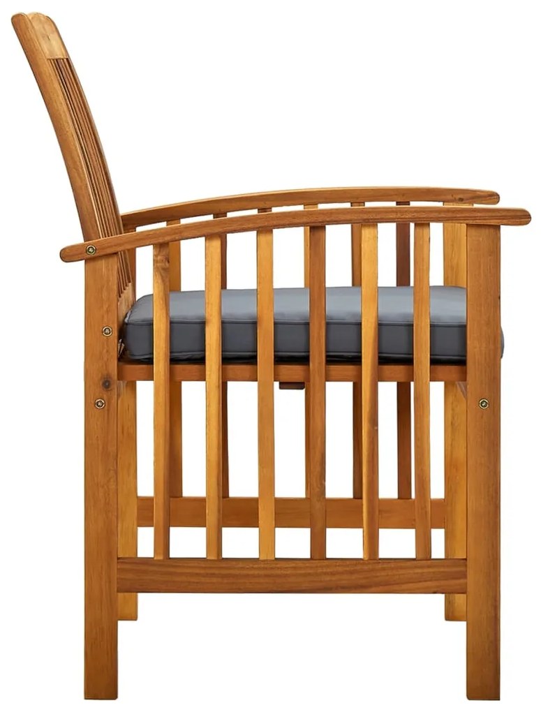 Cadeiras de jantar p/ jardim 3 pcs c/ almofadões acácia maciça