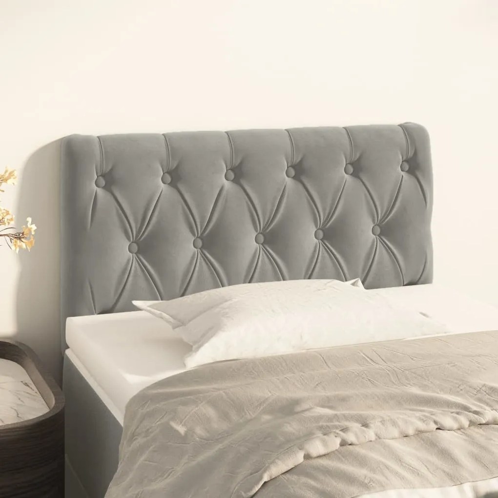 346306 vidaXL Cabeceira de cama veludo 80x7x78/88 cm cinzento-claro