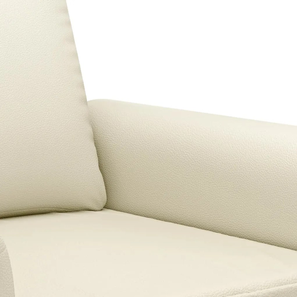 2 pcs conjunto sofás c/ almofadões couro artificial cor creme