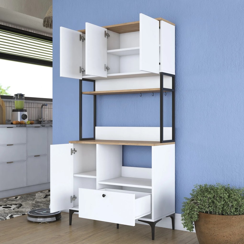 Armário Multiuso JE159 – Branco Nogal – 90x184,2x38 cm