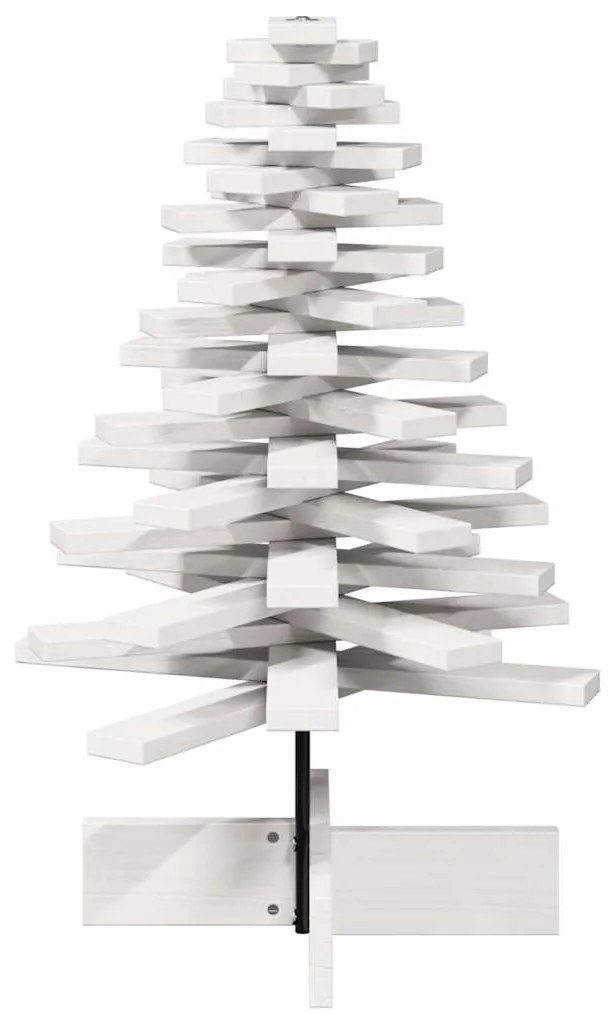 Árvore Natal decorativa 80 cm madeira de pinho maciça branco