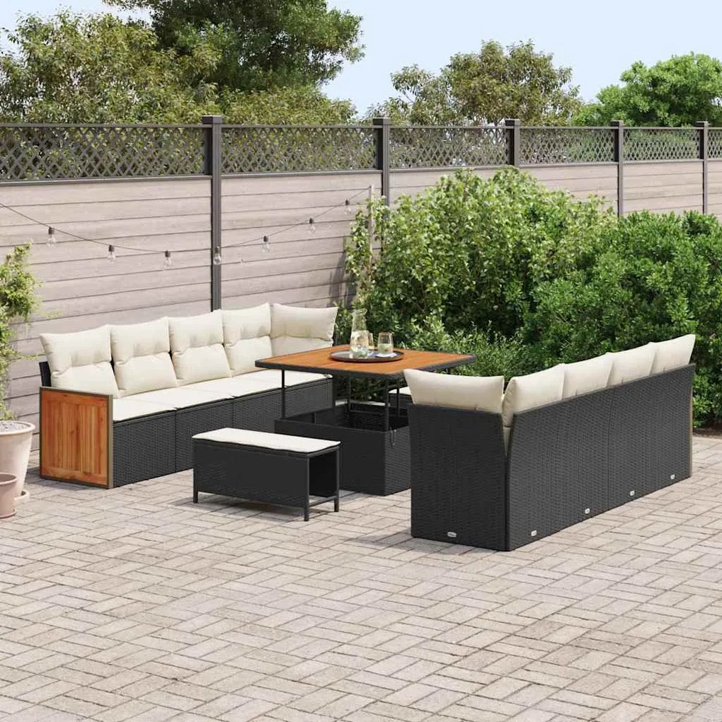 Conjunto de Sofá de Jardim vidaXL de 11 Peças com Almofadas Rattan Pre