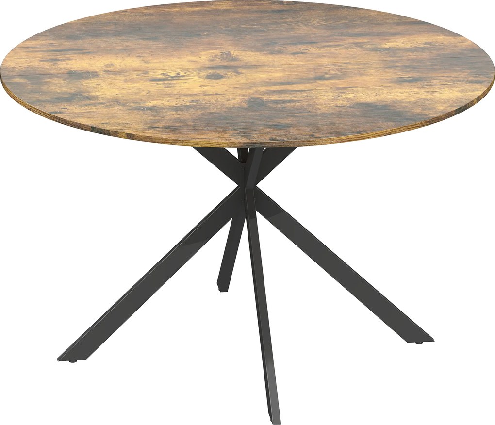 HOMCOM Mesa de Jantar Redonda para 4 Pessoas Mesa de Cozinha em Estilo Industrial com Pernas em Aço para Cozinha Castanho Rústico | Aosom Portugal