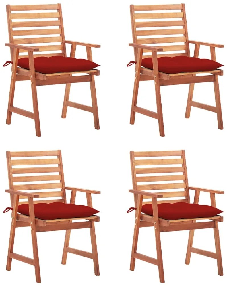 vidaXL Cadeiras de jantar p/ jardim 4 pcs c/ almofadões acácia maciça