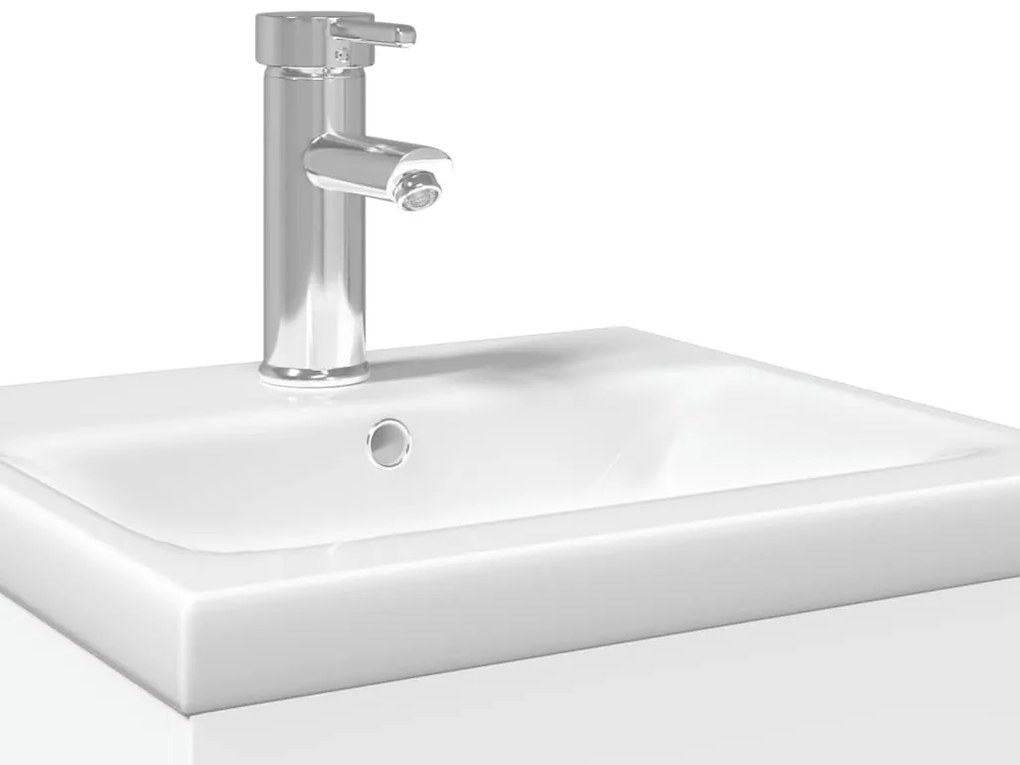 Armário de casa de banho com lavatório embutido branco