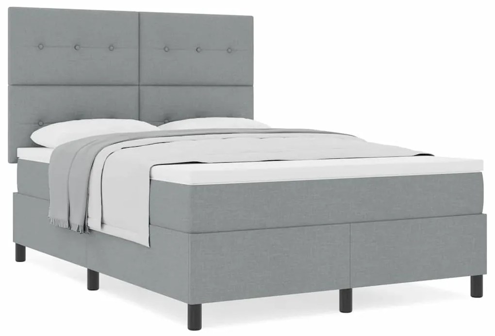 Cama Box Spring com Colchão Cinza Claro 160x200 cm Tecido