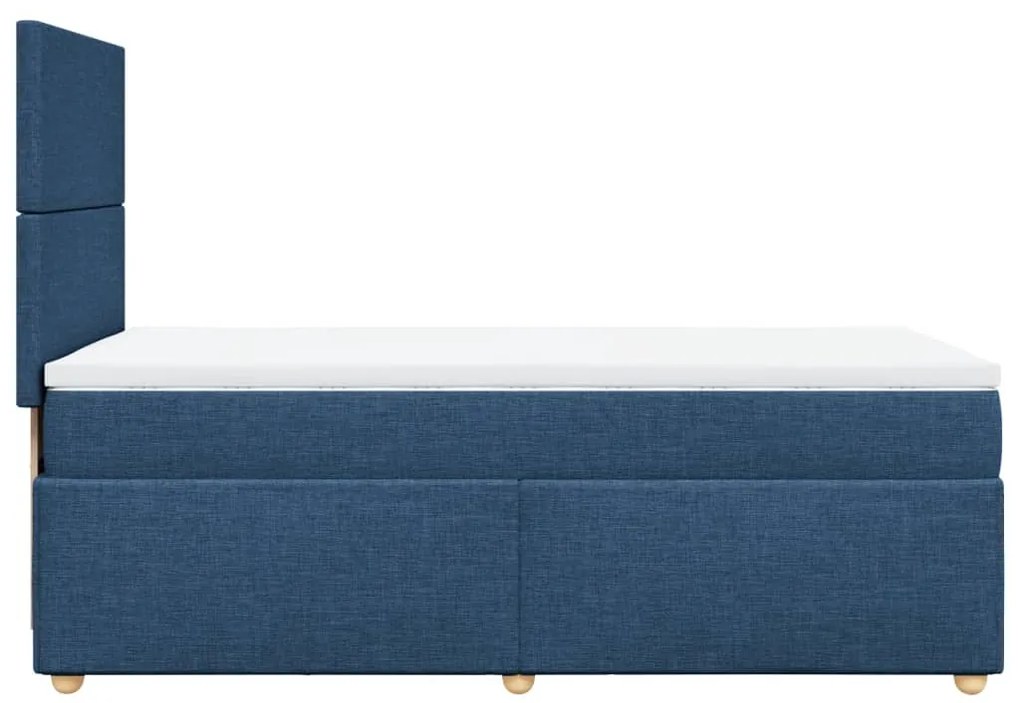 Cama com molas/colchão 90x200 cm tecido azul