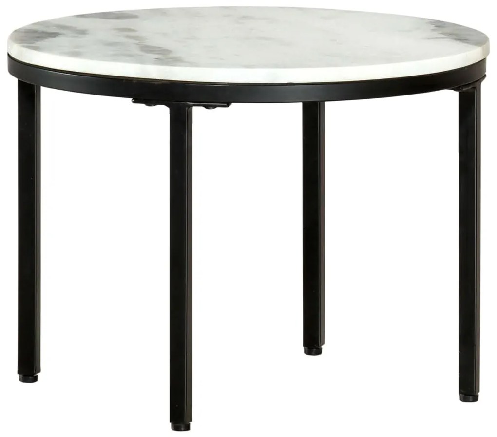 vidaXL Mesa de centro Ø50 cm mármore genuína maciça branco e preto