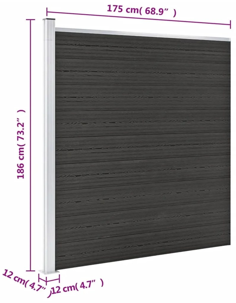 Painel de vedação para jardim 175x186 cm WPC cinzento