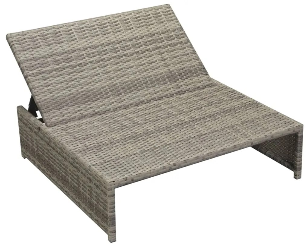 5 pcs conjunto lounge de jardim c/ almofadões vime PE cinzento