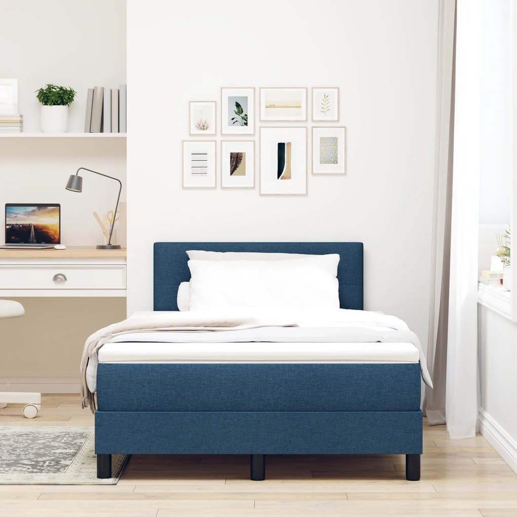 Cama Box com Colchão Azul 120x200 cm Tecido