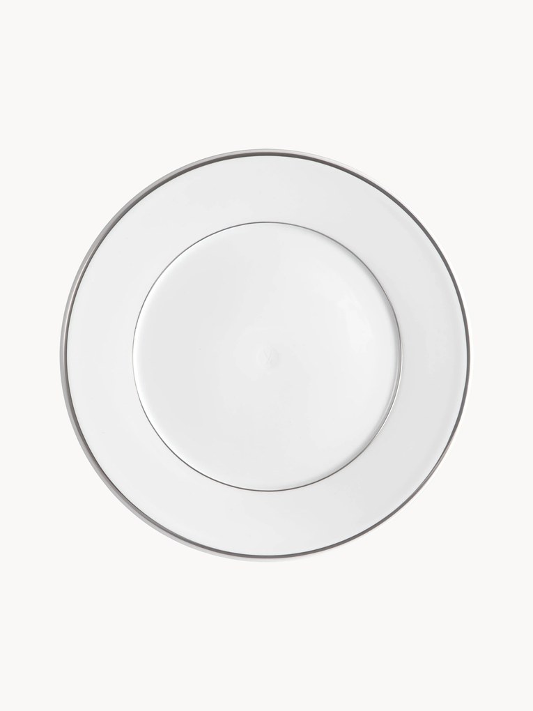 Pratos de jantar em porcelana artesanal com rebordo em platina pintado à mão Vitruv, 2 uni.