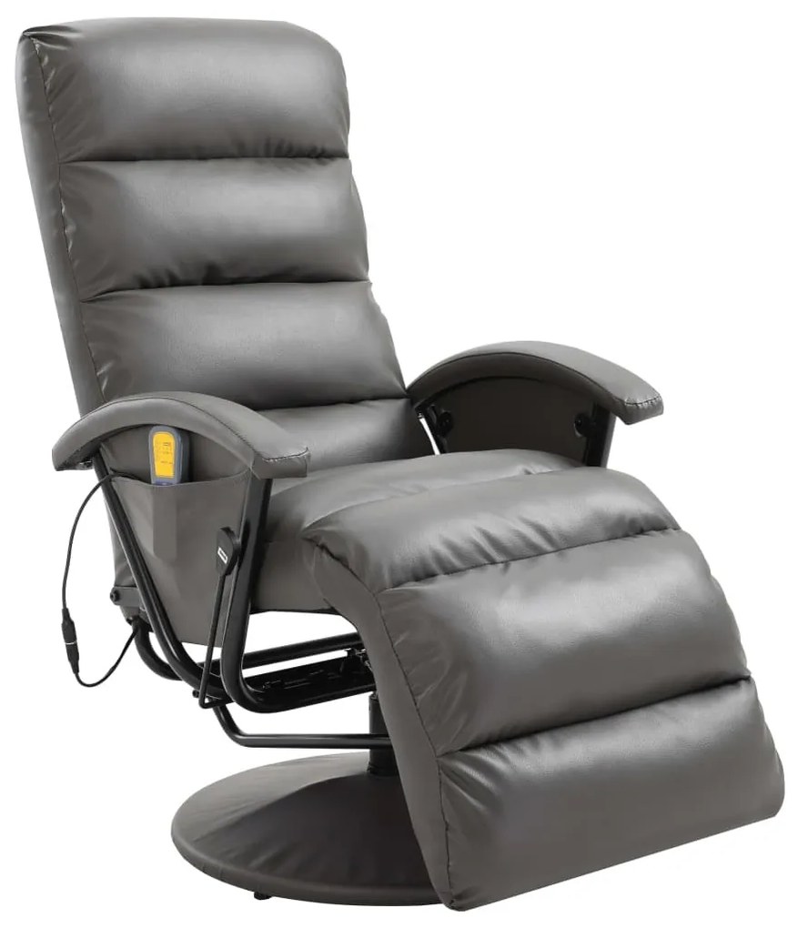 vidaXL Cadeira de massagens reclinável em couro artificial cinzento