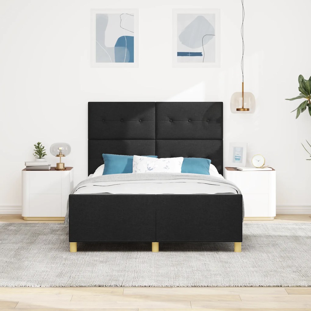 Estrutura de Cama vidaXL Preta 140x190 cm em Tecido