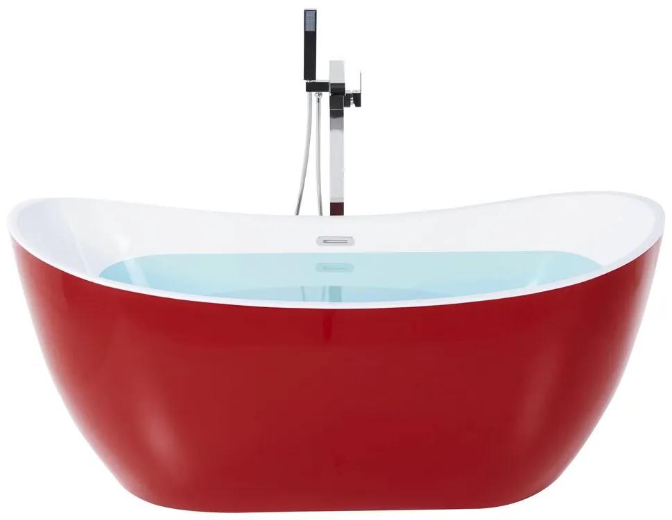 Banheira autónoma em acrílico vermelho 160 cm ANTIGUA Beliani