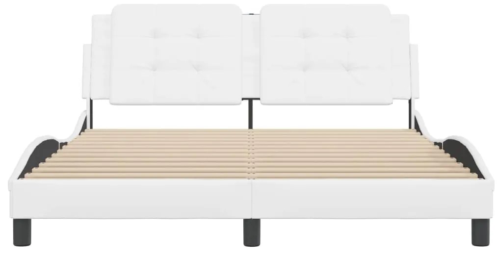Estrutura cama c/ cabeceira 160x200 cm couro artificial branco