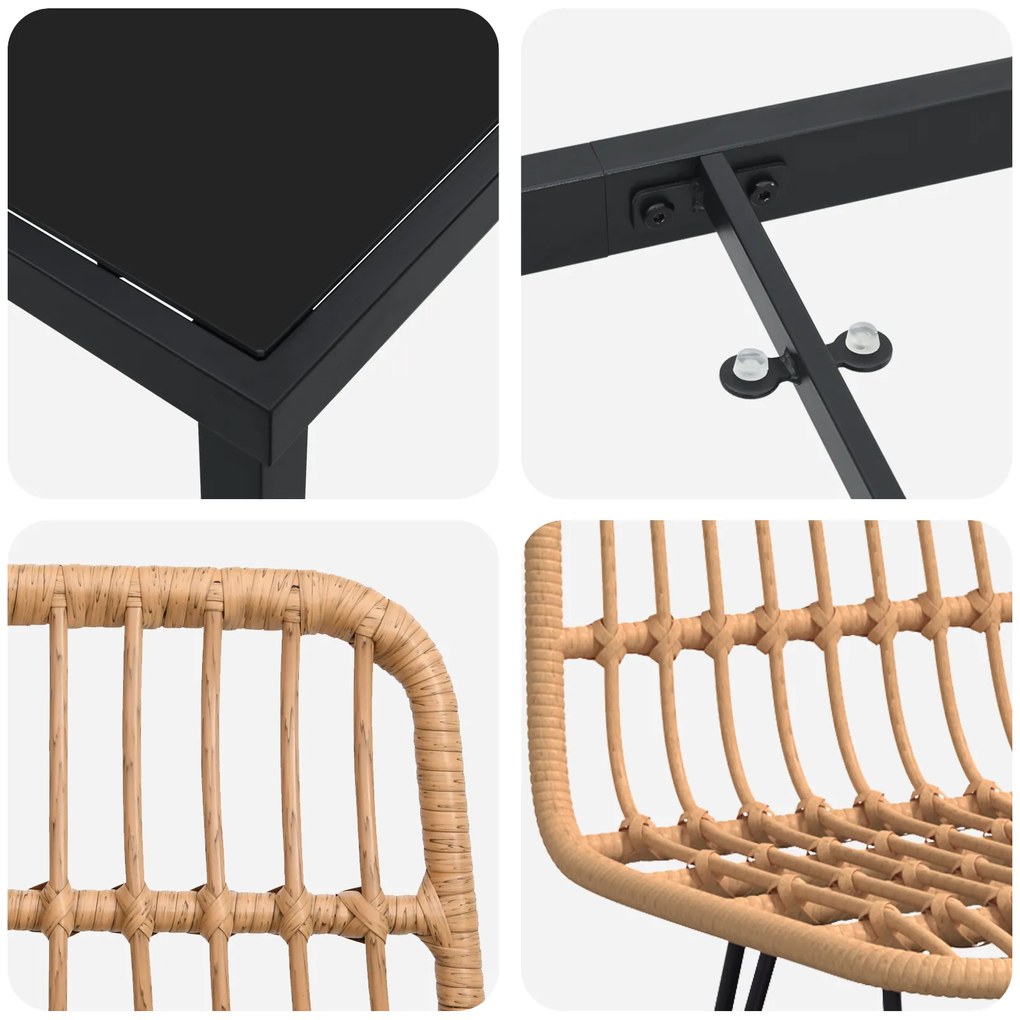 Conjunto de Jantar de Jardim 3 Peças Marrom Rattan Poliéster