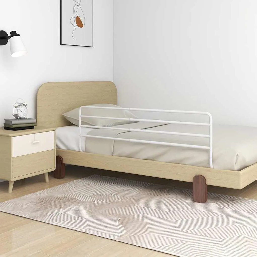 Barra de segurança p/ cama infantil (76-137)x55 cm ferro branco