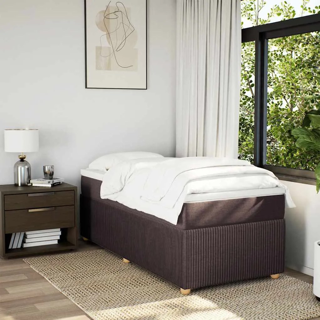 Cama com molas/colchão 90x200 cm tecido castanho-escuro