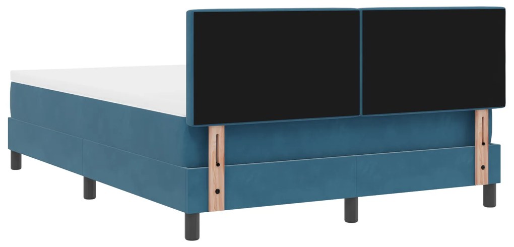 Cama Box com Colchão vidaXL Azul Escuro 140x190 cm Veludo
