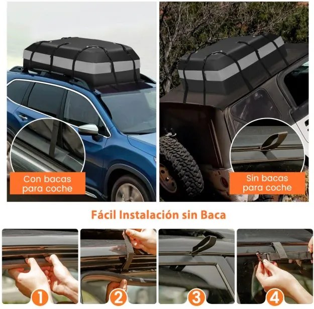 Mala de tejadilho para carro 424L à prova de água com fecho e tapete antiderrapante 112 x 86 x 43 cm Cinzento