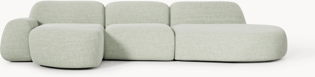 Sofá de canto modular em bouclé com chaise longue Wolke (4 lugares)