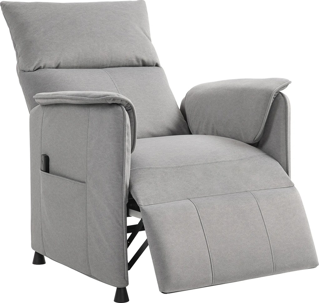 Poltrona relax elétrica com função de memória, 80 x 83 x 104 cm apoio para os pés retrátil, comando à distância, cinzenta