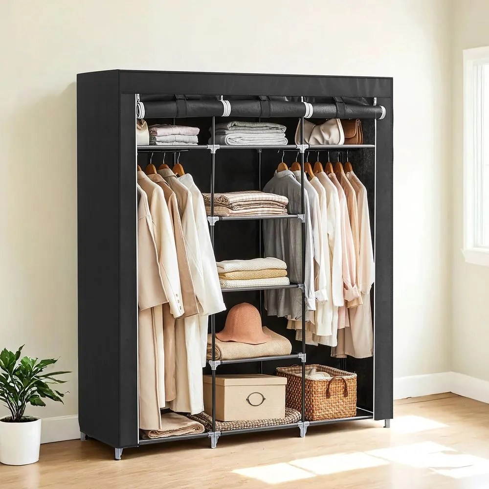Guarda Roupa de tecido 150 x 175 x 45 cm preto