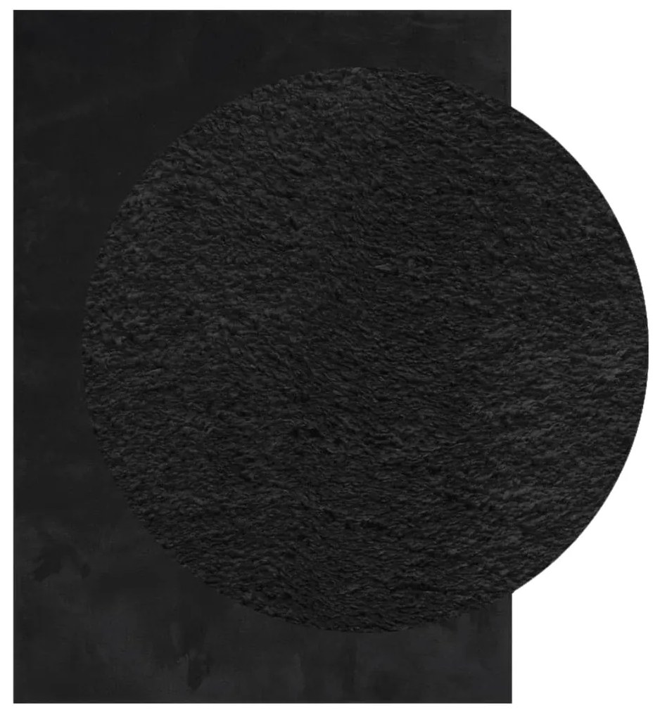 Tapete pelo curto macio e lavável HUARTE 200x280 cm preto