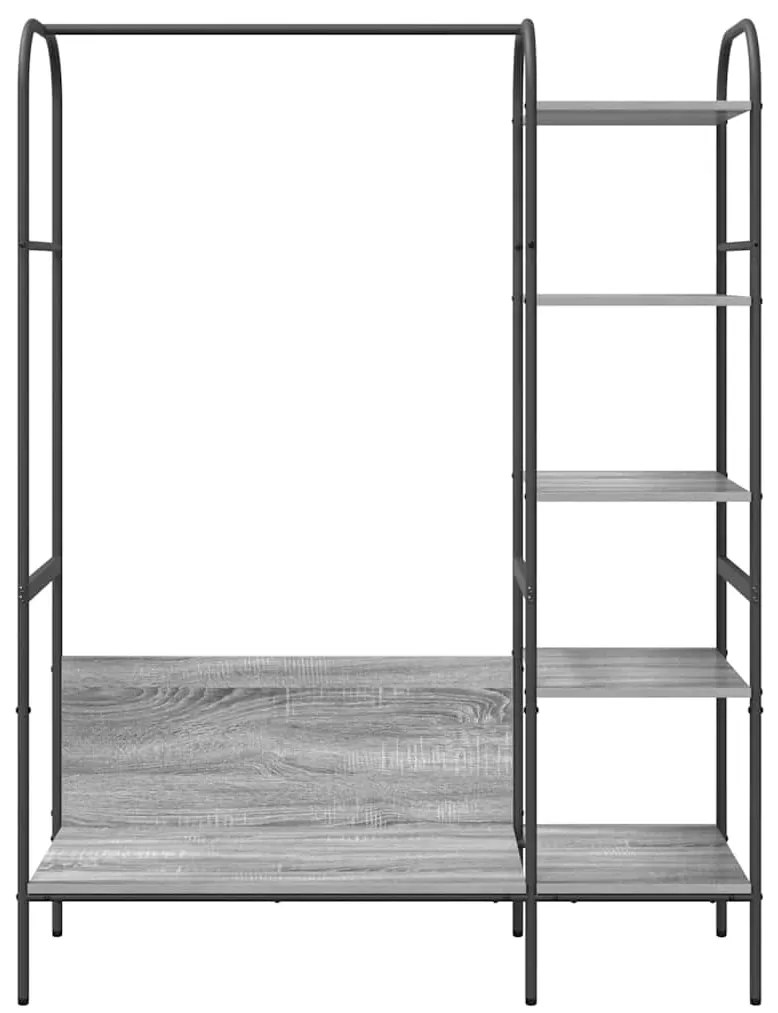 Cabideiro com Prateleiras Cinzento Sonoma 120x44x160 cm Madeira de Eng