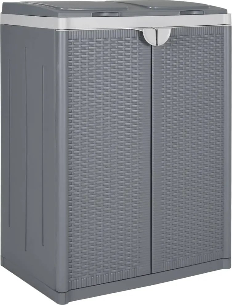 vidaXL Caixote do lixo com 2 portas 65x45x88 cm PP cinzento
