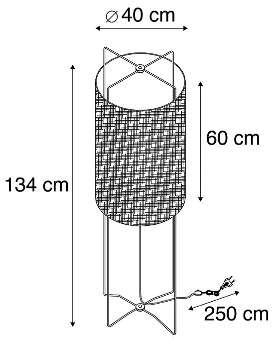 Candeeiro de pé design com cúpula em linho bege - Rich Design