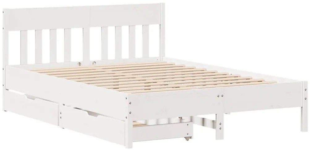 Cama sem colchão 120x190 cm madeira de pinho maciça branco