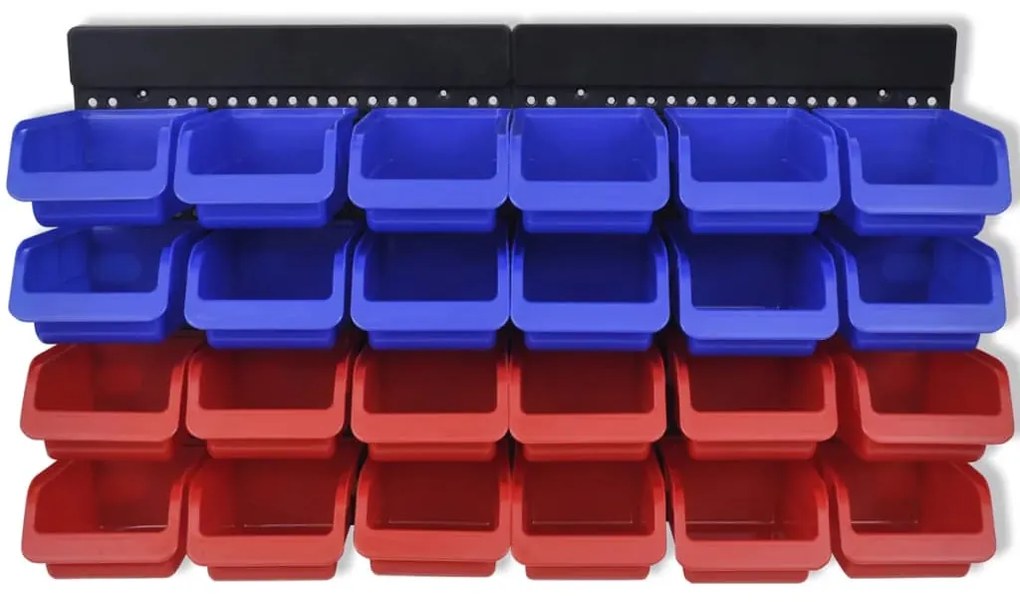 Organizador ferramentas montado na parede, 2 pçs, vermelho & azul