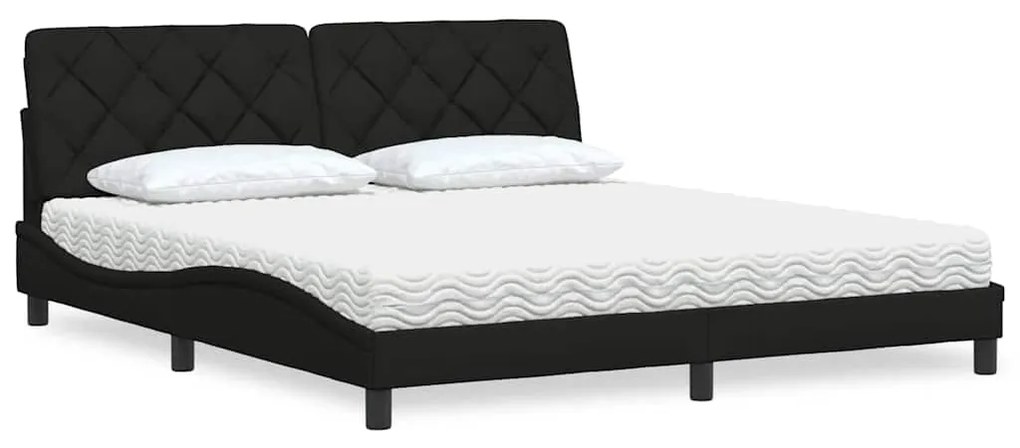 Cama com colchão 180x200 cm tecido preto