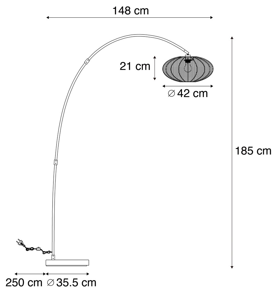 Candeeiro de Arco Japandi Bege com Abajur - Bida Japandi